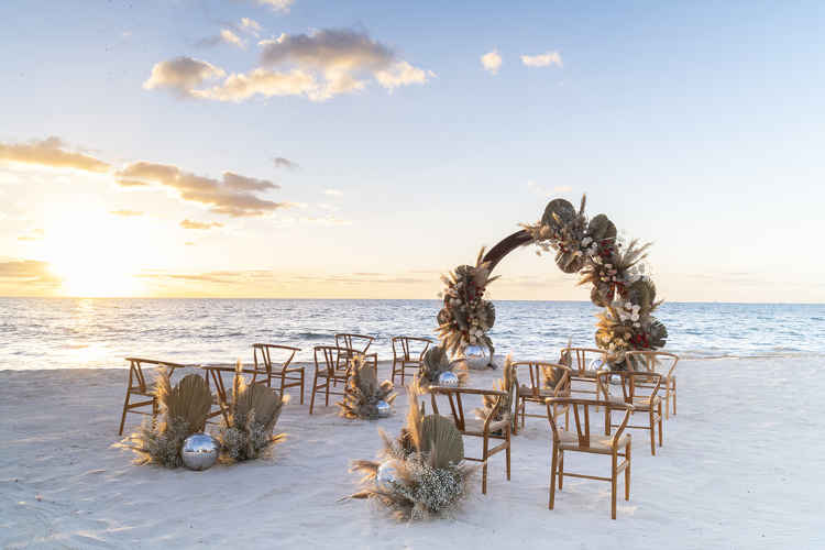Destination wedding ceremony location on the beach