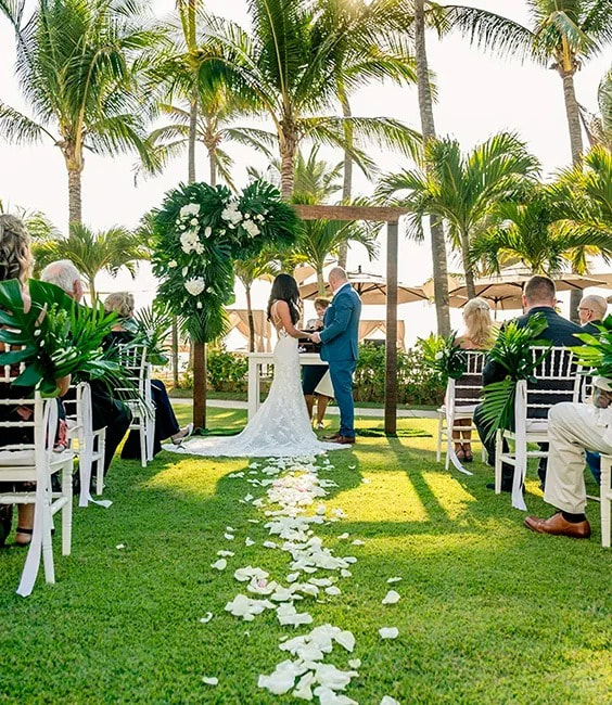 Garden wedding ceremony at Marival Resorts