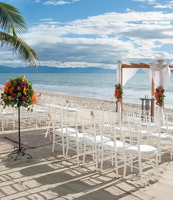 Beach wedding ceremony setup near Puerto Vallarta