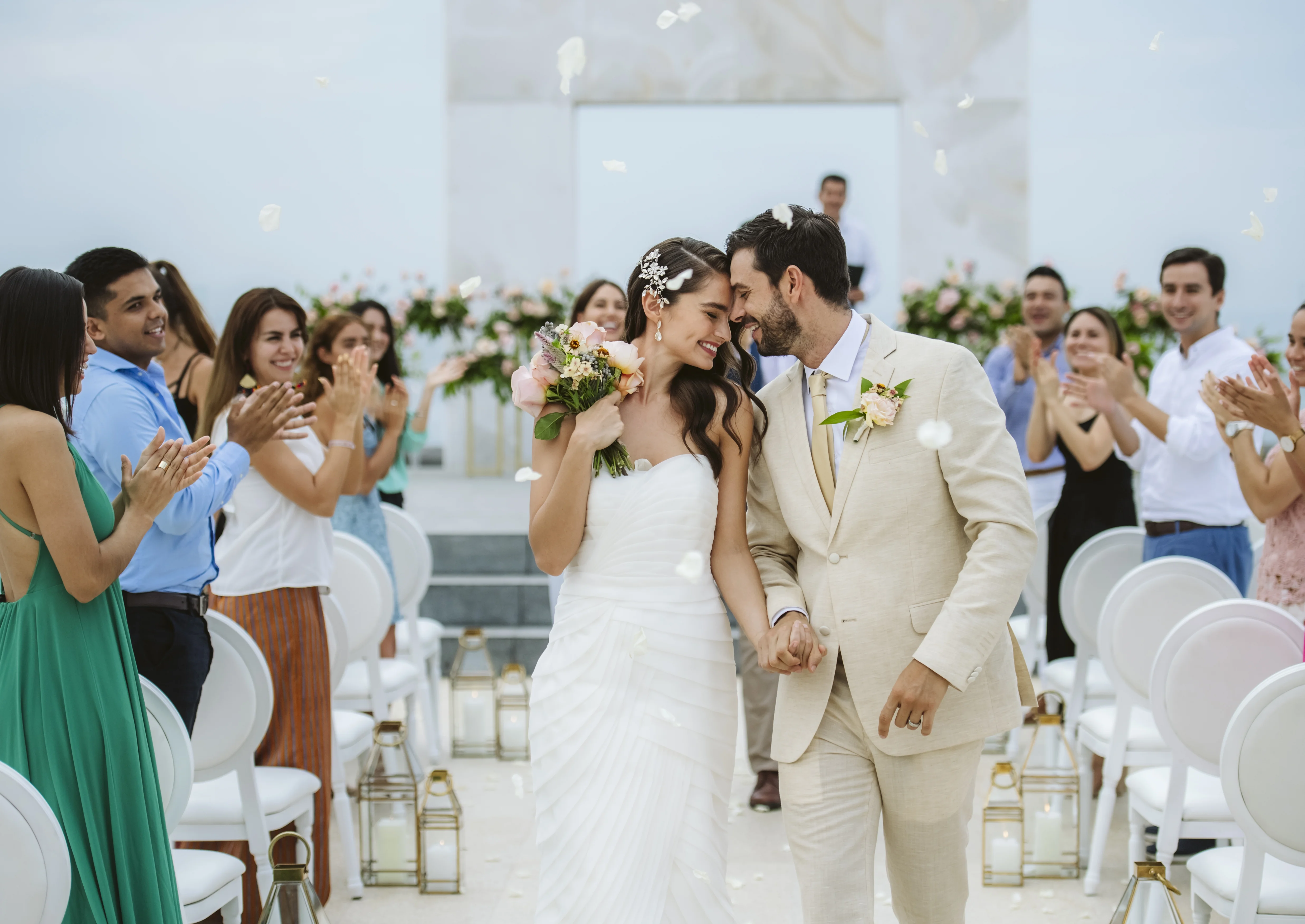 Destination wedding ceremony setup at a resort