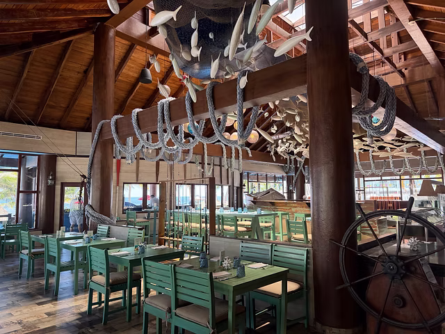 Restaurant dining room with nautical decor