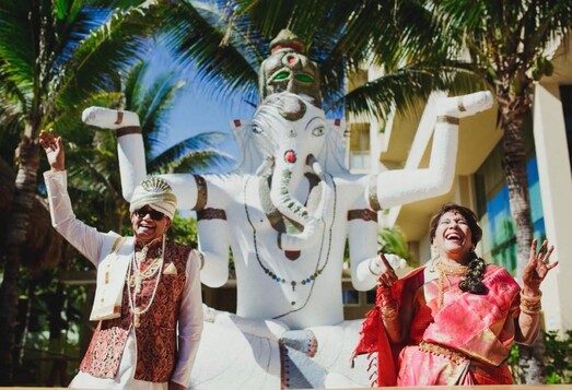 Indian Wedding Couple Celebrating